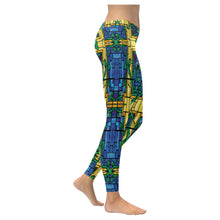 Load image into Gallery viewer, stained glass pattern 6 aa Low Rise Leggings (Invisible Stitch) (Model L05)