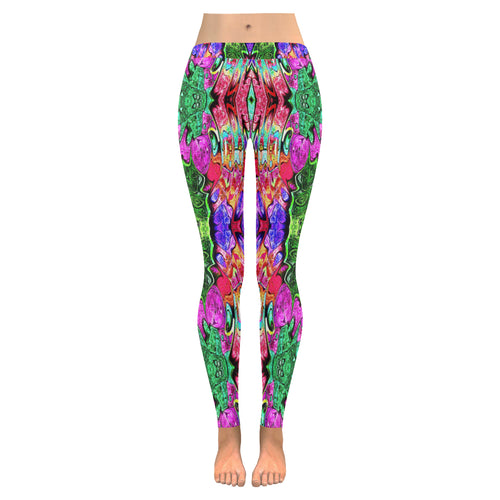 stained glass pattern 2 aa Low Rise Leggings (Invisible Stitch) (Model L05)