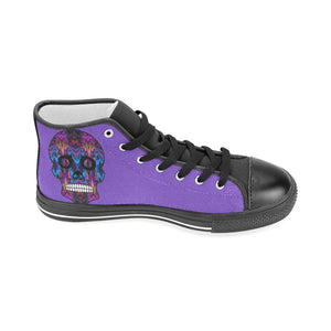 skull 5 purple Men’s Classic High Top Canvas Shoes (Model 017)