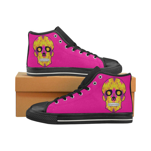 skull 7 pink Men’s Classic High Top Canvas Shoes (Model 017)