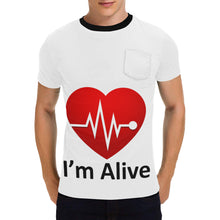 Load image into Gallery viewer, I&#39;m Alive Men&#39;s All Over Print T-Shirt with Chest Pocket (Model T56)