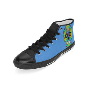 skull 9 blue Men’s Classic High Top Canvas Shoes (Model 017)