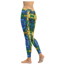 Load image into Gallery viewer, stained glass pattern 6 aa Low Rise Leggings (Invisible Stitch) (Model L05)