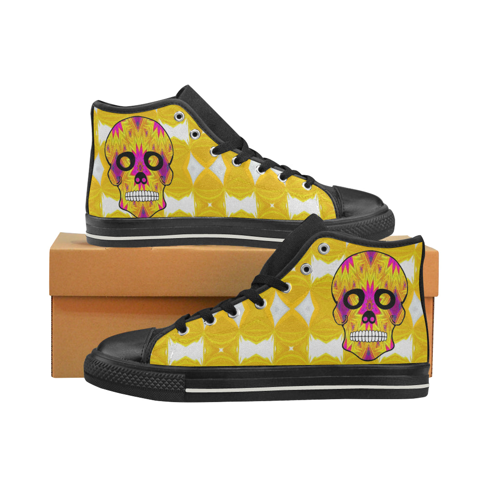 skull 7 pattern Men’s Classic High Top Canvas Shoes (Model 017)