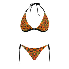 Load image into Gallery viewer, Kente 5 Buckle Front Halter Bikini Swimsuit (Model S08)