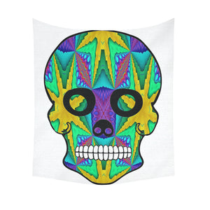 skull 9 Cotton Linen Wall Tapestry 51"x 60"