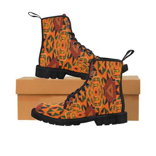 Kente 8 Martin Boots for Men (Black) (Model 1203H)