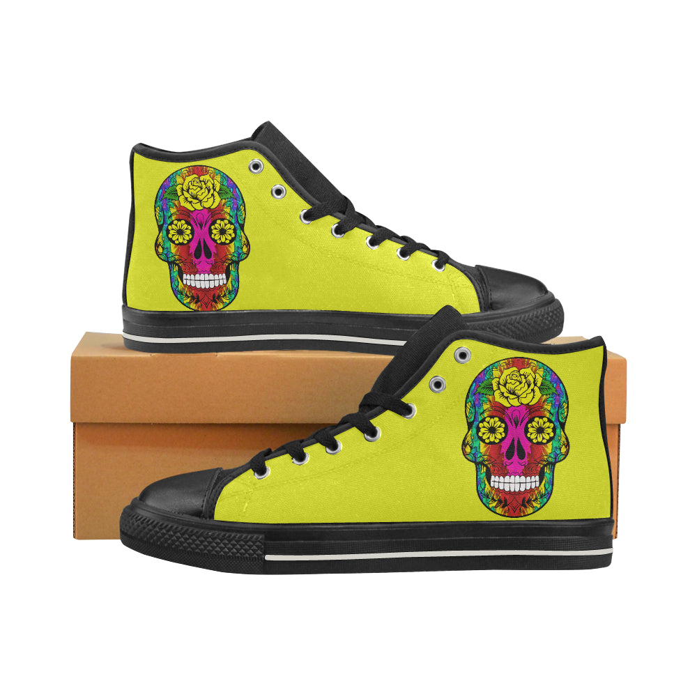 skull 11 yellow Men’s Classic High Top Canvas Shoes (Model 017)