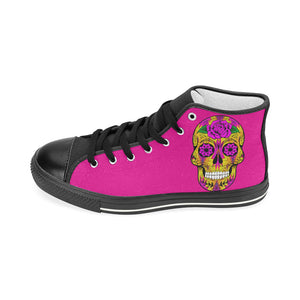 skull 10 pink Men’s Classic High Top Canvas Shoes (Model 017)