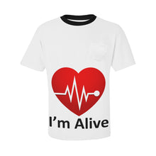 Load image into Gallery viewer, I&#39;m Alive Men&#39;s All Over Print T-Shirt with Chest Pocket (Model T56)