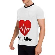 Load image into Gallery viewer, I&#39;m Alive Men&#39;s All Over Print T-Shirt with Chest Pocket (Model T56)