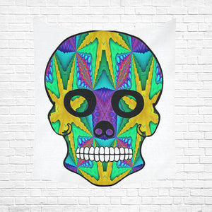 skull 9 Cotton Linen Wall Tapestry 51"x 60"