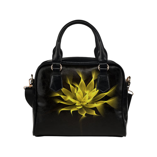 floral fract 2 yellow Shoulder Handbag (Model 1634)