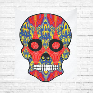 skull 8 Cotton Linen Wall Tapestry 51"x 60"