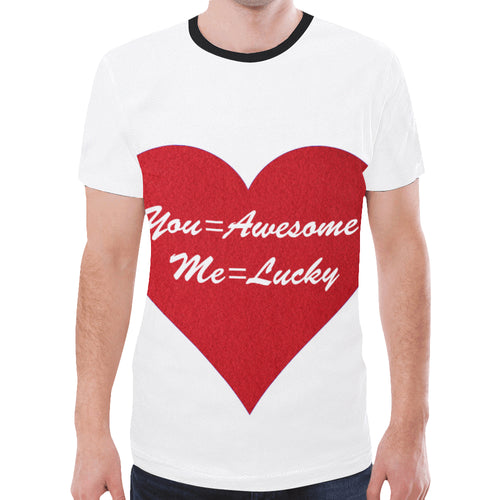 You=Awesome Me=Lucky New All Over Print T-shirt for Men (Model T45)