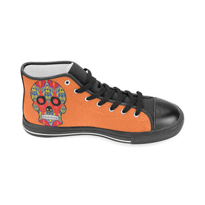 skull 8 orange Men’s Classic High Top Canvas Shoes (Model 017)