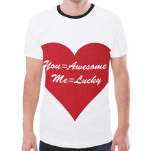 Load image into Gallery viewer, You=Awesome Me=Lucky New All Over Print T-shirt for Men/Large Size (Model T45)