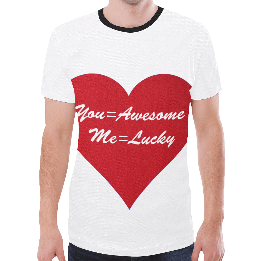 You=Awesome Me=Lucky New All Over Print T-shirt for Men/Large Size (Model T45)