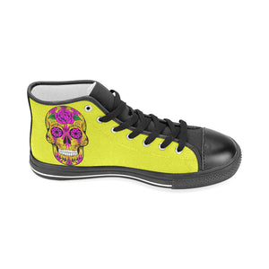 skull 10 yellow Men’s Classic High Top Canvas Shoes (Model 017)