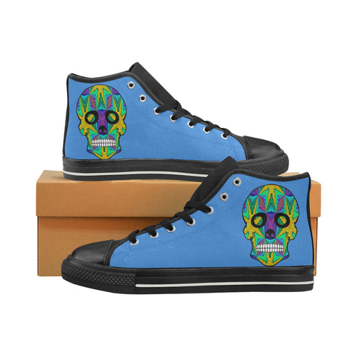 skull 9 blue Men’s Classic High Top Canvas Shoes (Model 017)