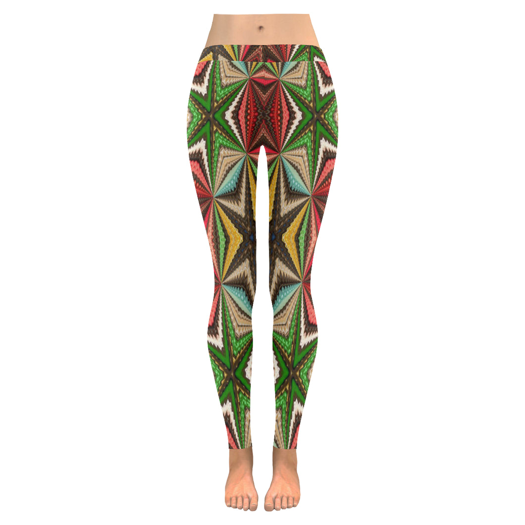 stained glass pattern 8 aa Low Rise Leggings (Invisible Stitch) (Model L05)
