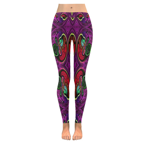 stained glass pattern 4 aa Low Rise Leggings (Invisible Stitch) (Model L05)