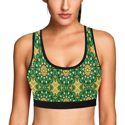 stained glass pattern 9 aa Women's All Over Print Sports Bra (Model T52)