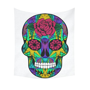 skull 12 Cotton Linen Wall Tapestry 51"x 60"