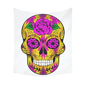 skull 10 Cotton Linen Wall Tapestry 51"x 60"