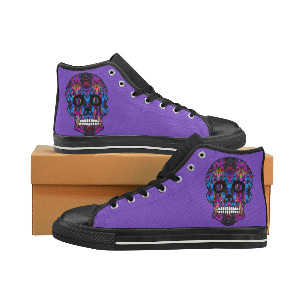 skull 5 purple Men’s Classic High Top Canvas Shoes (Model 017)