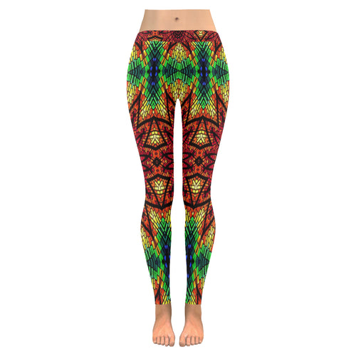 stained glass pattern 7 aa Low Rise Leggings (Invisible Stitch) (Model L05)