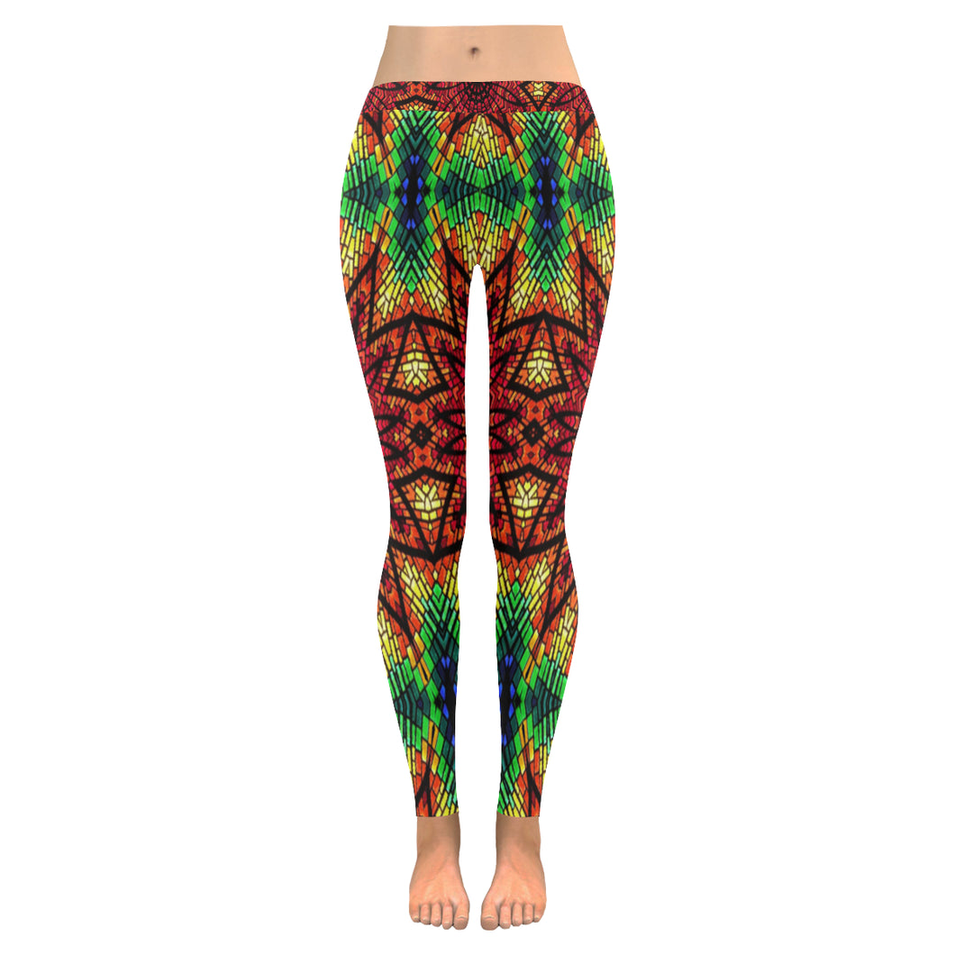 stained glass pattern 7 aa Low Rise Leggings (Invisible Stitch) (Model L05)