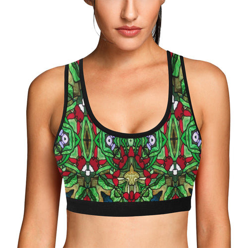 stained glass pattern 10 aa Women's All Over Print Sports Bra (Model T52)