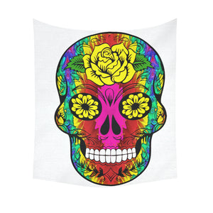 skull 11 Cotton Linen Wall Tapestry 51"x 60"