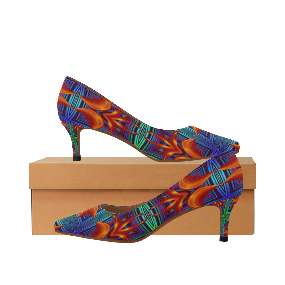 pattern 316 Women's Pointed Toe Low Heel Pumps (Model 053)