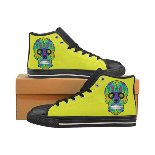 skull 9 yellow Men’s Classic High Top Canvas Shoes (Model 017)