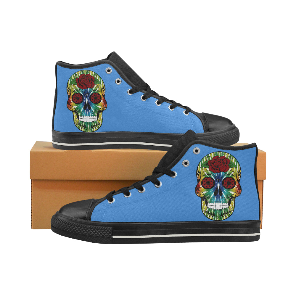 skull 13 blue Men’s Classic High Top Canvas Shoes (Model 017)