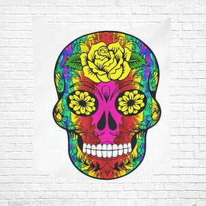 skull 11 Cotton Linen Wall Tapestry 51"x 60"