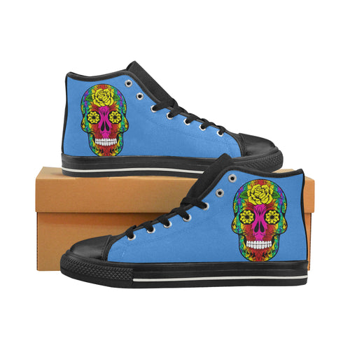 skull 11 blue Men’s Classic High Top Canvas Shoes (Model 017)