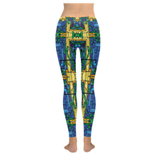 Load image into Gallery viewer, stained glass pattern 6 aa Low Rise Leggings (Invisible Stitch) (Model L05)