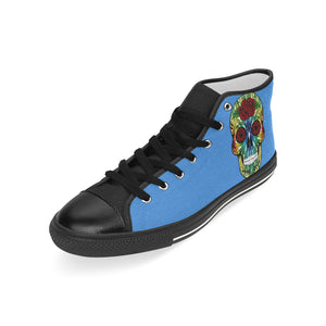 skull 13 blue Men’s Classic High Top Canvas Shoes (Model 017)