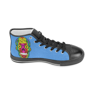 skull 11 blue Men’s Classic High Top Canvas Shoes (Model 017)