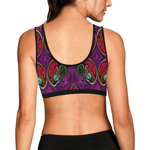 stained glass pattern 4 aa Women's All Over Print Sports Bra (Model T52)