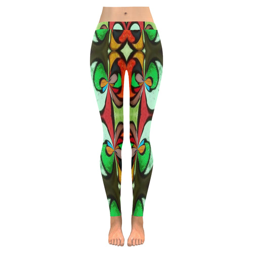 stained glass pattern 5 aa Low Rise Leggings (Invisible Stitch) (Model L05)