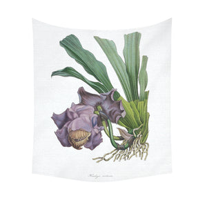 Huntleya Violacea Cotton Linen Wall Tapestry 51"x 60"