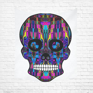 skull 3 Cotton Linen Wall Tapestry 51"x 60"