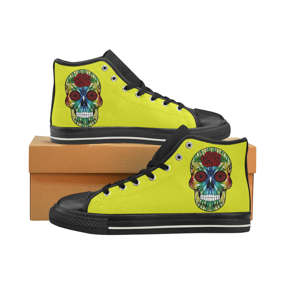 skull 13 yellow Men’s Classic High Top Canvas Shoes (Model 017)