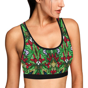 stained glass pattern 10 aa Women's All Over Print Sports Bra (Model T52)