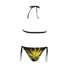 Load image into Gallery viewer, floral fract 2 yellow Buckle Front Halter Bikini Swimsuit (Model S08)