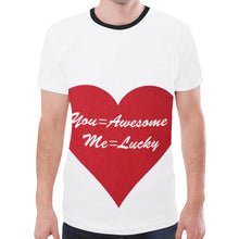 Load image into Gallery viewer, You=Awesome Me=Lucky New All Over Print T-shirt for Men/Large Size (Model T45)